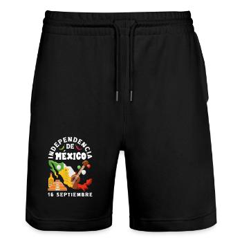 Mexiko Stolz & Heimat Mexikaner Mexico Flagge - Stanley/Stella Unisex Bio Joggingshorts Trainer  - Schwarz - Vorne - Nik (191cm) & Marisol (170cm)