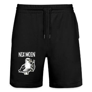 Lustiger Spruch Norddeutschland Möwe Bier - Stanley/Stella Unisex Bio Joggingshorts Trainer  - Schwarz - Vorne - Nik (191cm) & Marisol (170cm)