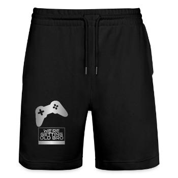 Old Bro Retro Gamer Tee - Short de jogging bio TRAINER Stanley/Stella unisexe - noir - Devant - Nik (191cm) & Marisol (170cm)
