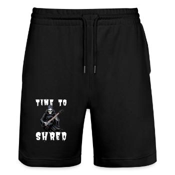 Time To Shred Grim Reaper Guitar - Stanley/Stella Unisex Bio Joggingshorts Trainer  - Schwarz - Vorne - Nik (191cm) & Marisol (170cm)
