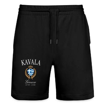 Couronne des armoiries de Kavala Grèce – Souvenir de voyage - Short de jogging bio TRAINER Stanley/Stella unisexe - noir - Devant - Nik (191cm) & Marisol (170cm)