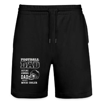 Papa footballeur comme un père normal - Short de jogging bio TRAINER Stanley/Stella unisexe - noir - Devant - Nik (191cm) & Marisol (170cm)