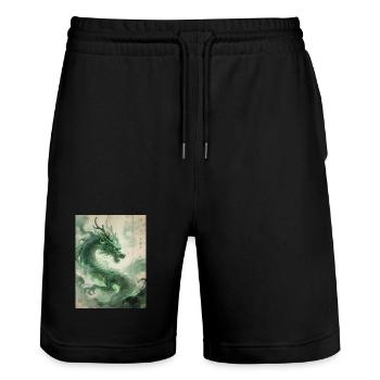 The Rise of the Dragon: Qinglong - Eastern Prosperity - Stanley/Stella Trainer Unisex Organic Jogging Shorts - black - Front - Nik (191cm) & Marisol (170cm)