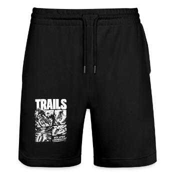 Trails Mountainbike Abenteuer - Stanley/Stella Unisex Bio Joggingshorts Trainer  - Schwarz - Vorne - Nik (191cm) & Marisol (170cm)
