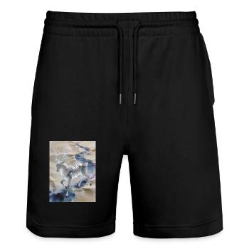 The Initial Wave: Fuzhu – Divine Clarity - Stanley/Stella Trainer Unisex Organic Jogging Shorts - black - Front - Nik (191cm) & Marisol (170cm)
