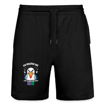 Möwe Ostsee Nordsee Urlaub Bin Da Kann Losgehen - Stanley/Stella Unisex Bio Joggingshorts Trainer  - Schwarz - Vorne - Nik (191cm) & Marisol (170cm)