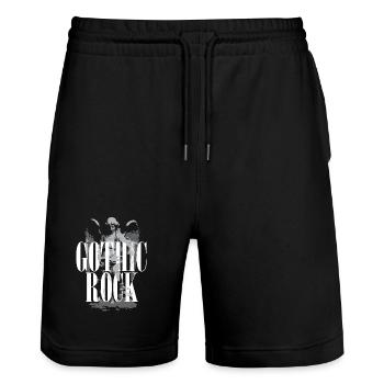 Gotischer Rock mit Engels-Design-Typografie - Stanley/Stella Unisex Bio Joggingshorts Trainer  - Schwarz - Vorne - Nik (191cm) & Marisol (170cm)