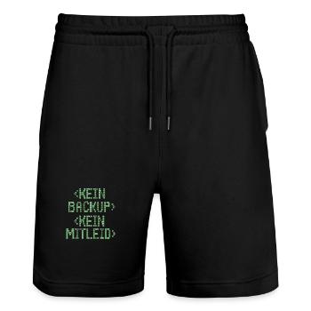 No Ticket No Support Informatiker IT Administrator - Stanley/Stella Unisex Bio Joggingshorts Trainer  - Schwarz - Vorne - Nik (191cm) & Marisol (170cm)
