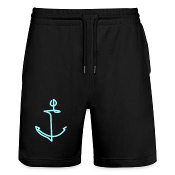 Capitaine de cadeau du bateau d’ancre - Short de jogging bio TRAINER Stanley/Stella unisexe - noir - Devant - Nik (191cm) & Marisol (170cm)