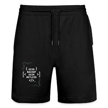 No Ticket No Support Informatiker IT Administrator - Stanley/Stella Unisex Bio Joggingshorts Trainer  - Schwarz - Vorne - Nik (191cm) & Marisol (170cm)
