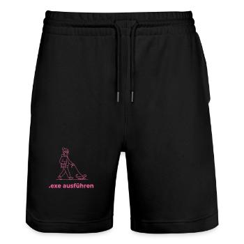 Exe ausführen Informatik Programming Geschenk pink - Stanley/Stella Unisex Bio Joggingshorts Trainer  - Schwarz - Vorne - Nik (191cm) & Marisol (170cm)