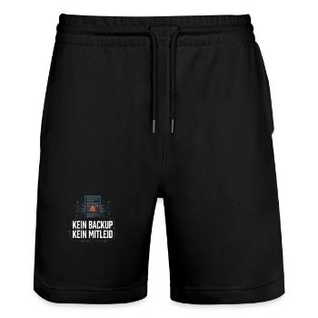 Kein Backup Kein Mitleid No Backup No Mercy - Stanley/Stella Unisex Bio Joggingshorts Trainer  - Schwarz - Vorne - Nik (191cm) & Marisol (170cm)