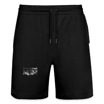 Bevor du fragst Nein IT Statement - Stanley/Stella Unisex Bio Joggingshorts Trainer  - Schwarz - Vorne - Nik (191cm) & Marisol (170cm)