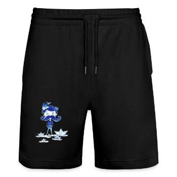 Mr. Blue - Stanley/Stella Trainer Unisex Organic Jogging Shorts - black - Front - Nik (191cm) & Marisol (170cm)