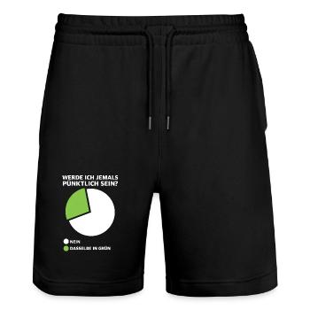 Werde ich pünktlich sein? Diagramm - Stanley/Stella Unisex Bio Joggingshorts Trainer  - Schwarz - Vorne - Nik (191cm) & Marisol (170cm)