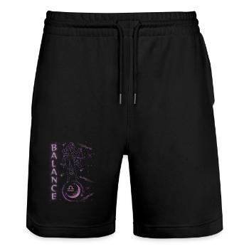 Balance Femme – Cadeau Astrologie - Short de jogging bio TRAINER Stanley/Stella unisexe - noir - Devant - Nik (191cm) & Marisol (170cm)