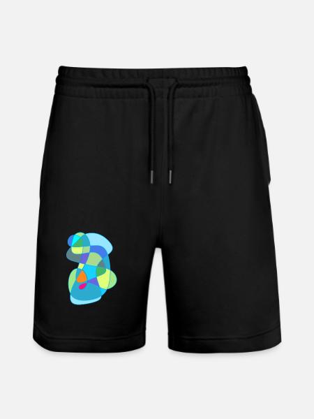 Akzentuiertes Farb-Formen Design - Stanley/Stella Unisex Bio Joggingshorts Trainer  - Schwarz