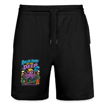 Roller Derby of the Deep Sea - Stanley/Stella Trainer Unisex Organic Jogging Shorts - black - Front - Nik (191cm) & Marisol (170cm)