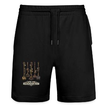 Rechenzentrum Rechner Computer EDV Server lustig - Stanley/Stella Unisex Bio Joggingshorts Trainer  - Schwarz - Vorne - Nik (191cm) & Marisol (170cm)