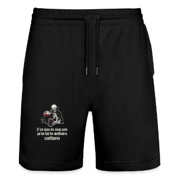 Squelette gourmet des vieux pots - Short de jogging bio TRAINER Stanley/Stella unisexe - noir - Devant - Nik (191cm) & Marisol (170cm)
