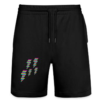 tri color flash blitz electro power - Stanley/Stella Unisex Bio Joggingshorts Trainer  - Schwarz - Vorne - Nik (191cm) & Marisol (170cm)