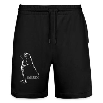 Newfoundland Silhouette Hunde Hund Neufie Wilsigns - Stanley/Stella Unisex Bio Joggingshorts Trainer  - Schwarz - Vorne - Nik (191cm) & Marisol (170cm)