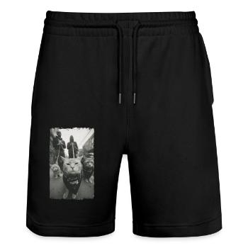 Gangster Cats Streetwear Cool Cat Motif - Short de jogging bio TRAINER Stanley/Stella unisexe - noir - Devant - Nik (191cm) & Marisol (170cm)