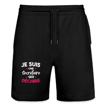 Je Suis Une Secrétaire Qui Déchire - Short de jogging bio TRAINER Stanley/Stella unisexe - noir - Devant - Nik (191cm) & Marisol (170cm)
