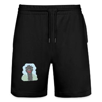 Illustration design "Emu Kisses" - Stanley/Stella Trainer Unisex Organic Jogging Shorts - black - Front - Nik (191cm) & Marisol (170cm)