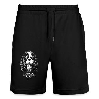Cavalier King Charles Spaniel Mom Hunde Wilsigns - Stanley/Stella Unisex Bio Joggingshorts Trainer  - Schwarz - Vorne - Nik (191cm) & Marisol (170cm)