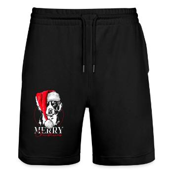 Santa Entlebucher Chien de montagne Joyeux Noël Chiens - Short de jogging bio TRAINER Stanley/Stella unisexe - noir - Devant - Nik (191cm) & Marisol (170cm)