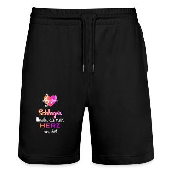 Schlager Musik die mein Herz berührt - Stanley/Stella Unisex Bio Joggingshorts Trainer  - Schwarz - Vorne - Nik (191cm) & Marisol (170cm)