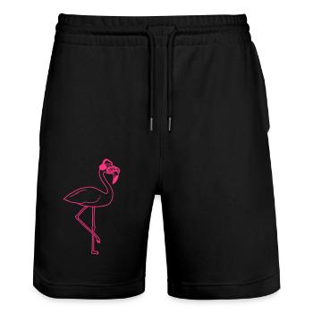 dj party feiern sonnenbrille club disko musik flam - Stanley/Stella Unisex Bio Joggingshorts Trainer  - Schwarz - Vorne - Nik (191cm) & Marisol (170cm)