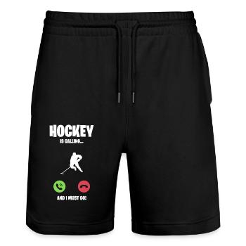 J’ai besoin d’un cadeau de hockey - Short de jogging bio TRAINER Stanley/Stella unisexe - noir - Devant - Nik (191cm) & Marisol (170cm)