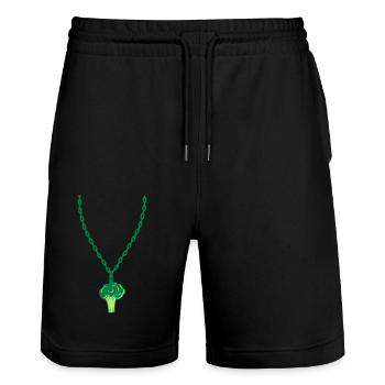 necklace broccoli jewelry healthy vitamins vegetable - Stanley/Stella Trainer Unisex Organic Jogging Shorts - black - Front - Nik (191cm) & Marisol (170cm)