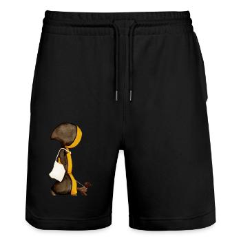 Münchner Kindl avec sac de jute et teckel - Short de jogging bio TRAINER Stanley/Stella unisexe - noir - Devant - Nik (191cm) & Marisol (170cm)