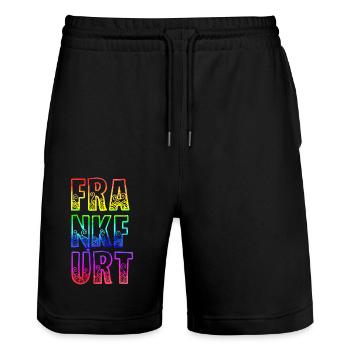 frankfurt rs rainbow - Stanley/Stella Trainer Unisex Organic Jogging Shorts - black - Front - Nik (191cm) & Marisol (170cm)