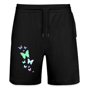 Papillon Papillon Animal Couleur colorée - Short de jogging bio TRAINER Stanley/Stella unisexe - noir - Devant - Nik (191cm) & Marisol (170cm)
