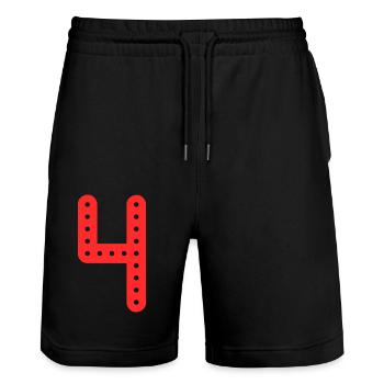 4 YEARS. 4th ANNIVERSARY. BIRTHDAY 4 YEARS. 4 - Stanley/Stella Trainer Unisex Organic Jogging Shorts - black - Front - Nik (191cm) & Marisol (170cm)