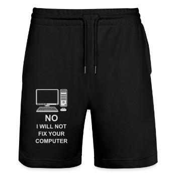 not fix your computer - Stanley/Stella Trainer Unisex Organic Jogging Shorts - black - Front - Nik (191cm) & Marisol (170cm)