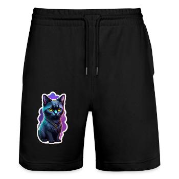 chat noir avec pendentif - Short de jogging bio TRAINER Stanley/Stella unisexe - noir - Devant - Nik (191cm) & Marisol (170cm)