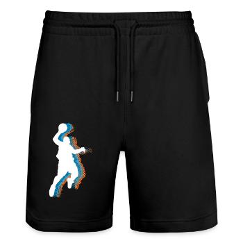 Basketball Basketballer - Stanley/Stella Unisex Bio Joggingshorts Trainer  - Schwarz - Vorne - Nik (191cm) & Marisol (170cm)