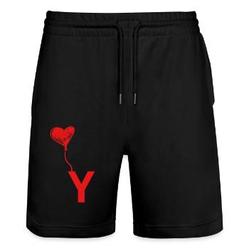 Letter y heart - Stanley/Stella Trainer Unisex Organic Jogging Shorts - black - Front - Nik (191cm) & Marisol (170cm)