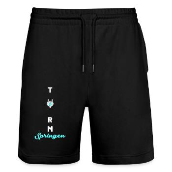 Turmspringenspringen figur - Stanley/Stella Unisex Bio Joggingshorts Trainer  - Schwarz - Vorne - Nik (191cm) & Marisol (170cm)