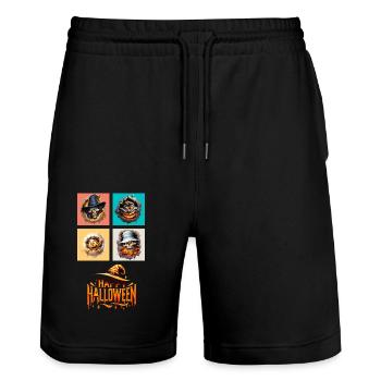 Libérez-vous : Quad d’Halloween dynamique sur des t-shirts haut de gamme - Short de jogging bio TRAINER Stanley/Stella unisexe - noir - Devant - Nik (191cm) & Marisol (170cm)