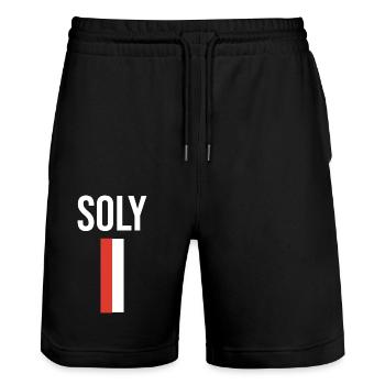 Rotweiss Soly - Stanley/Stella Trainer Unisex Organic Jogging Shorts - black - Front - Nik (191cm) & Marisol (170cm)