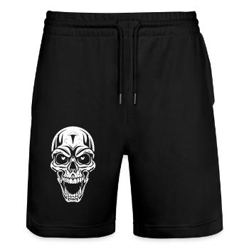 Perfect skull for gothic fans - Stanley/Stella Trainer Unisex Organic Jogging Shorts - black - Front - Nik (191cm) & Marisol (170cm)
