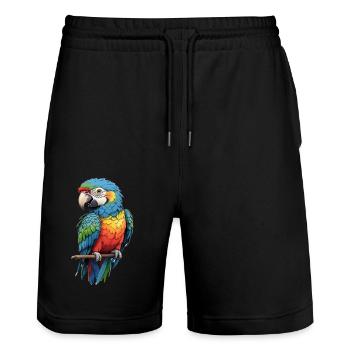 Bunte Ara-Mode: Exotisch Chic - Stanley/Stella Unisex Bio Joggingshorts Trainer  - Schwarz - Vorne - Nik (191cm) & Marisol (170cm)