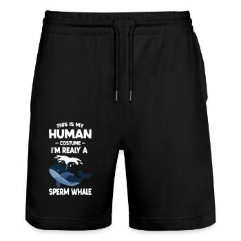 This is My Human Costume I m Really A Whale Funny - Short de jogging bio TRAINER Stanley/Stella unisexe - noir - Devant - Nik (191cm) & Marisol (170cm)