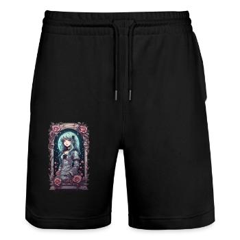Esthétique Goth Kawaii Anime Victorien Roses - Short de jogging bio TRAINER Stanley/Stella unisexe - noir - Devant - Nik (191cm) & Marisol (170cm)